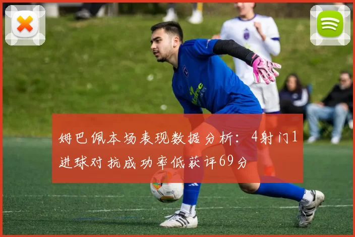 姆巴佩本场表现数据分析：4射门1进球对抗成功率低获评69分